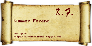 Kummer Ferenc névjegykártya